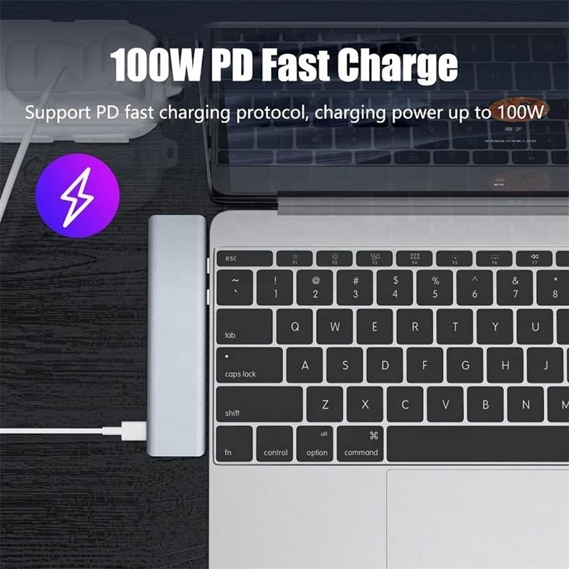 USB C Type C 7-в-1 Multiport Dock Hub Adapter с выходом HDMI USB 3.0 USB 2.0 SD/TF PD
