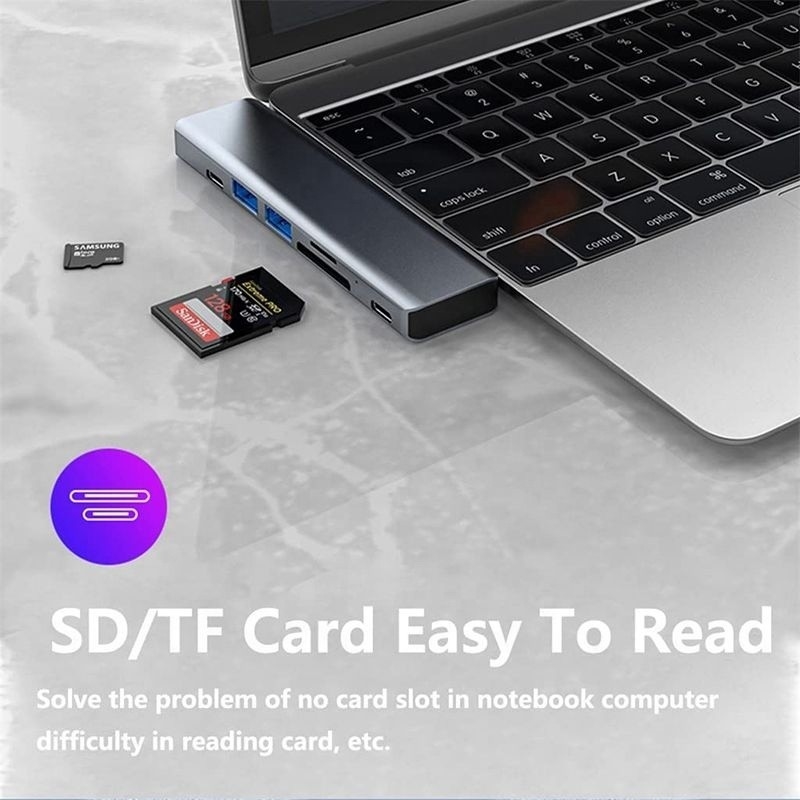USB C Type C 7-в-1 Multiport Dock Hub Adapter с выходом HDMI USB 3.0 USB 2.0 SD/TF PD