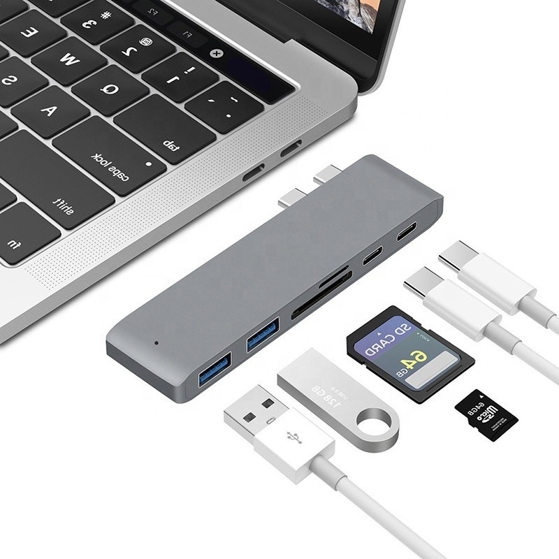 Мультипортная стыковочная станция 6-в-1 тип-С адаптер с выходом SD/TF 2*USB3.0 2*USB-C