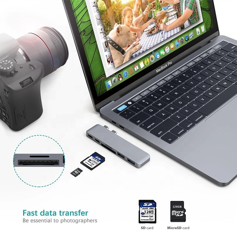 Мультипортная стыковочная станция 6-в-1 тип-С адаптер с выходом SD/TF 2*USB3.0 2*USB-C
