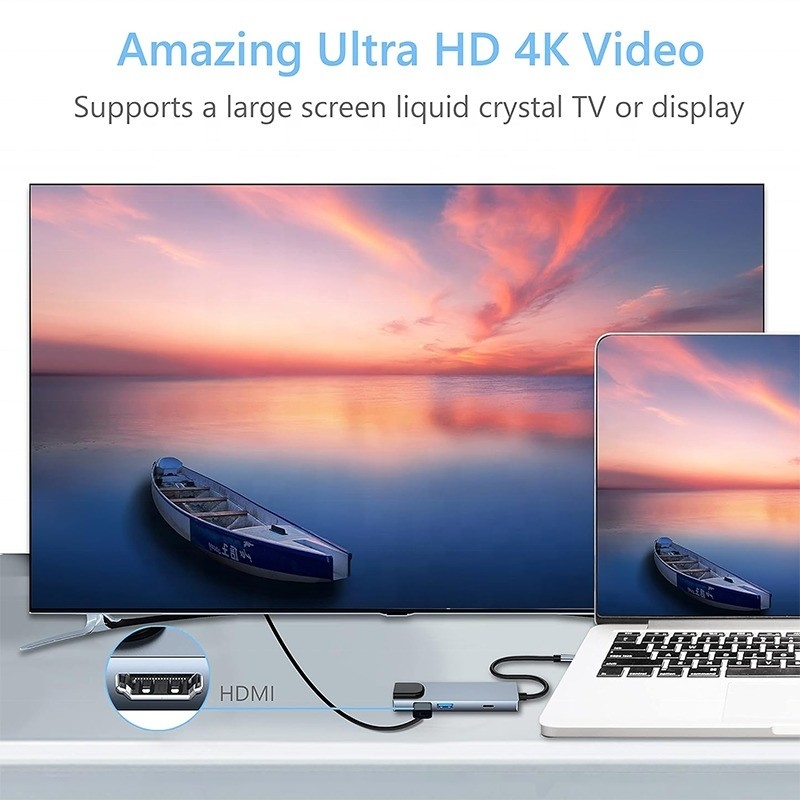 Синяя USB C PD стыковая станция для зарядки ноутбука функции передачи данных видео выход