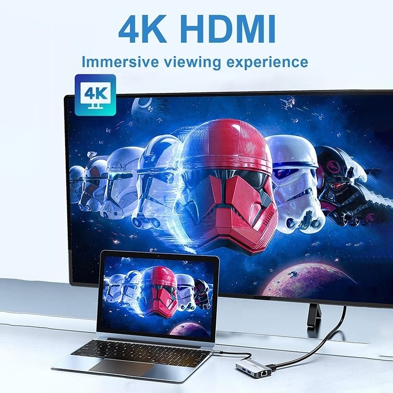 12-в-1 USB C адаптер OEM Multiport Hub с 4K HDMI USB 3.0 RJ45 Lan Ethernet