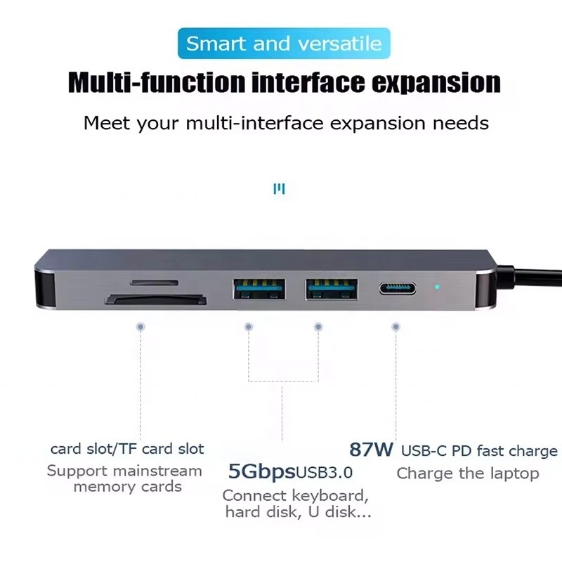USB 3.1 Docking Station Hub с 4K HDMI USB3.0 TF SD Card Reader и 87W PD зарядкой