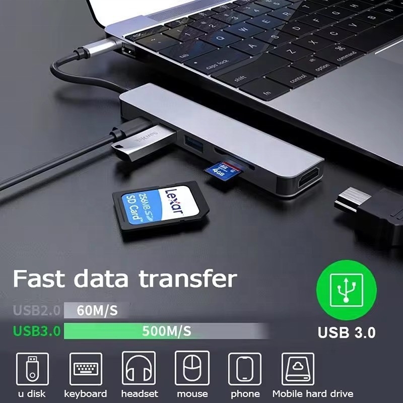 USB 3.1 Docking Station Hub с 4K HDMI USB3.0 TF SD Card Reader и 87W PD зарядкой