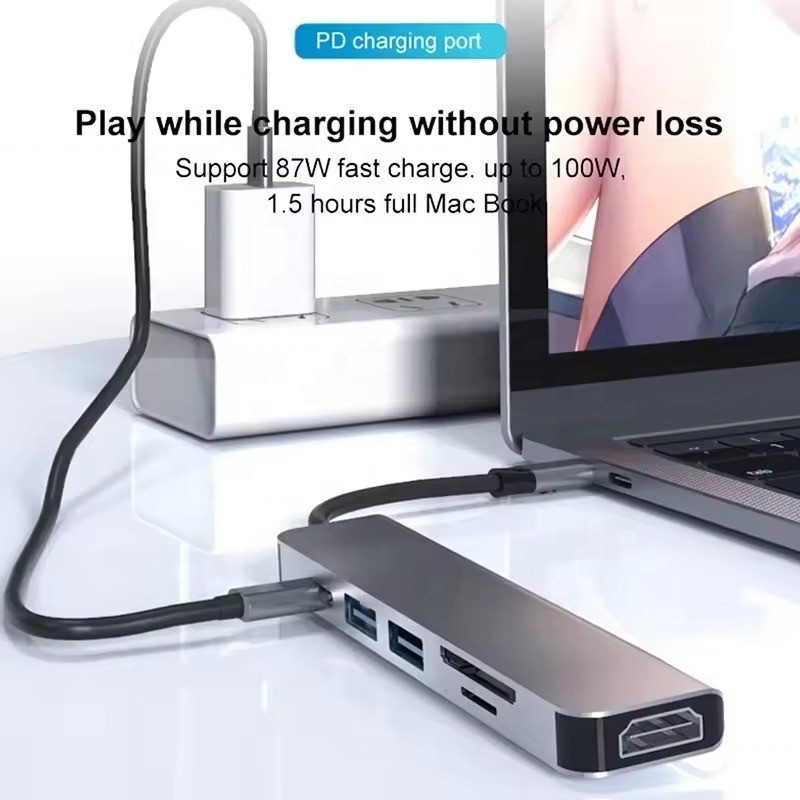 USB 3.1 Docking Station Hub с 4K HDMI USB3.0 TF SD Card Reader и 87W PD зарядкой