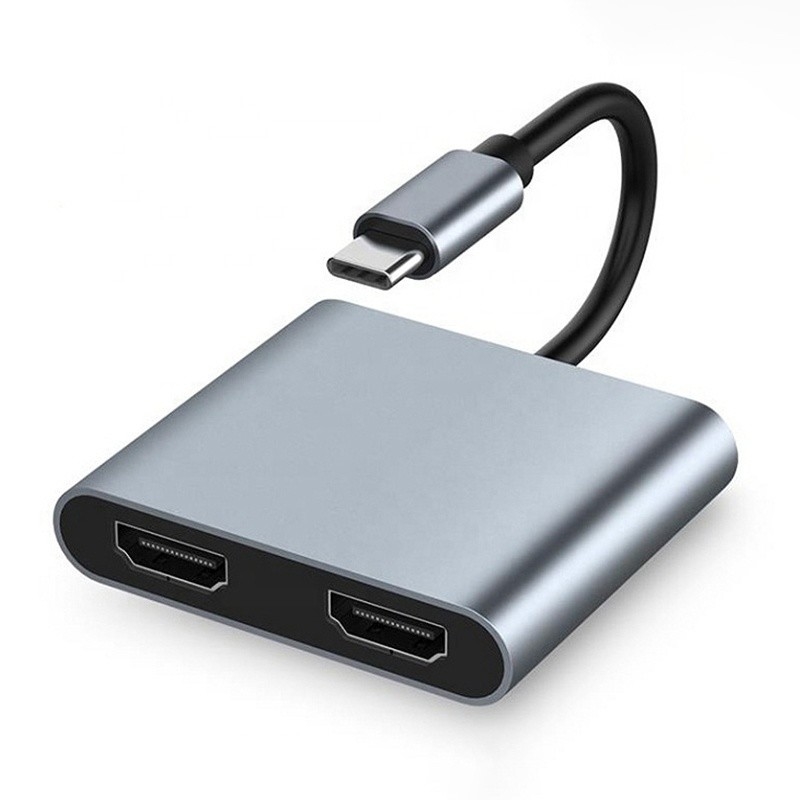 4-в-1 USB C на двойной 4K HDMI MST адаптер для зарядки передачи данных и вывода видео
