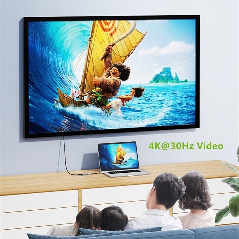 4K HDMI совместимый тип-C к USB-Хаб-Адаптер с двумя USB3.0 и PD портами зарядки