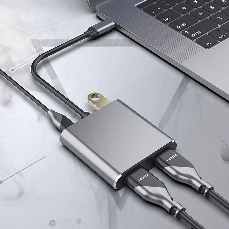 Станция 4-в-1 с двумя двойными 4K HDMI-портами и USB-C Type-C к двойному HDMI-адаптеру