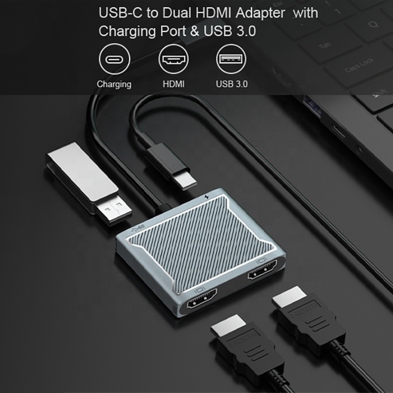 USB C Type C Interface Connector Dual HDMI Adapter 4K 4 в 1 USB 3.0 Hub для ноутбука