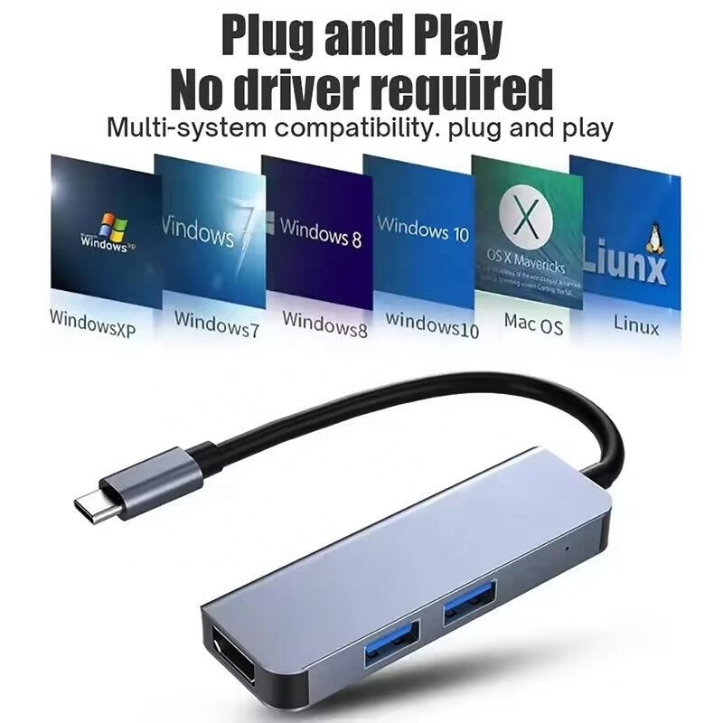 USB C Hub с 4K HDMI и высокоскоростным USB 3.0 совместим для Windows Mac
