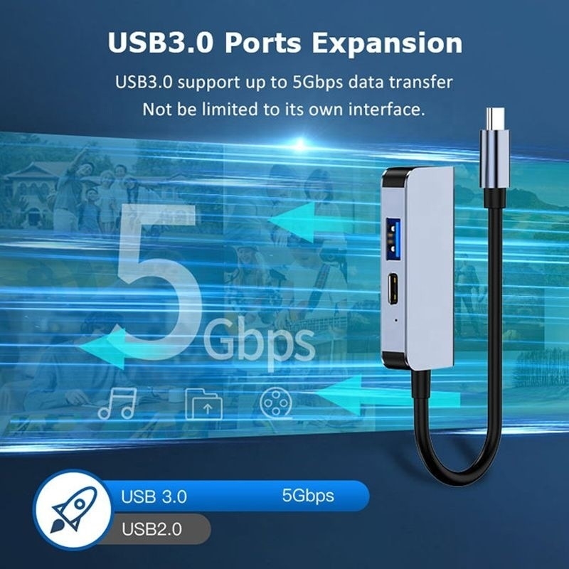 USB 3.1/USB Type-C Hub Adapter Docking Station с 4K HDMI USB3.0 USB 3.0 Type C PD