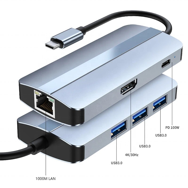 12-в-1 USB C адаптер OEM Multiport Hub с 4K HDMI USB 3.0 RJ45 Lan Ethernet