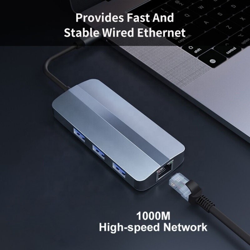 6 в 1 USB A Hub 4K HDMI USB3.0 RJ45 1000Mbps PD зарядный адаптер