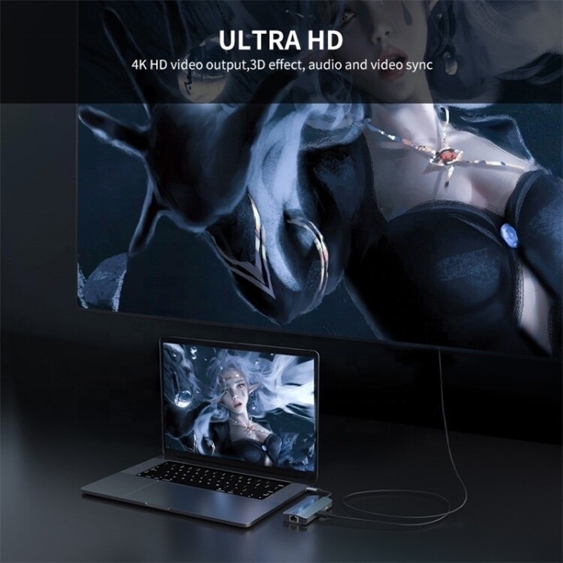 6 в 1 USB A Hub 4K HDMI USB3.0 RJ45 1000Mbps PD зарядный адаптер