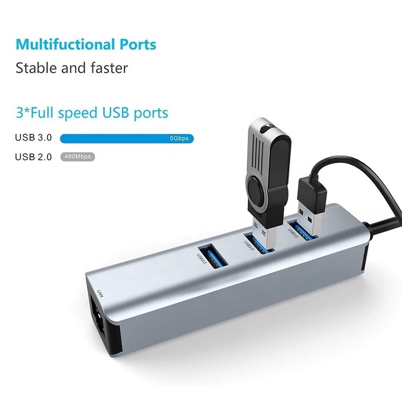 USB 3.0 до 6 портов USB Hub и 1000Mbps Ethernet адаптер для совместимости мужского и женского пола
