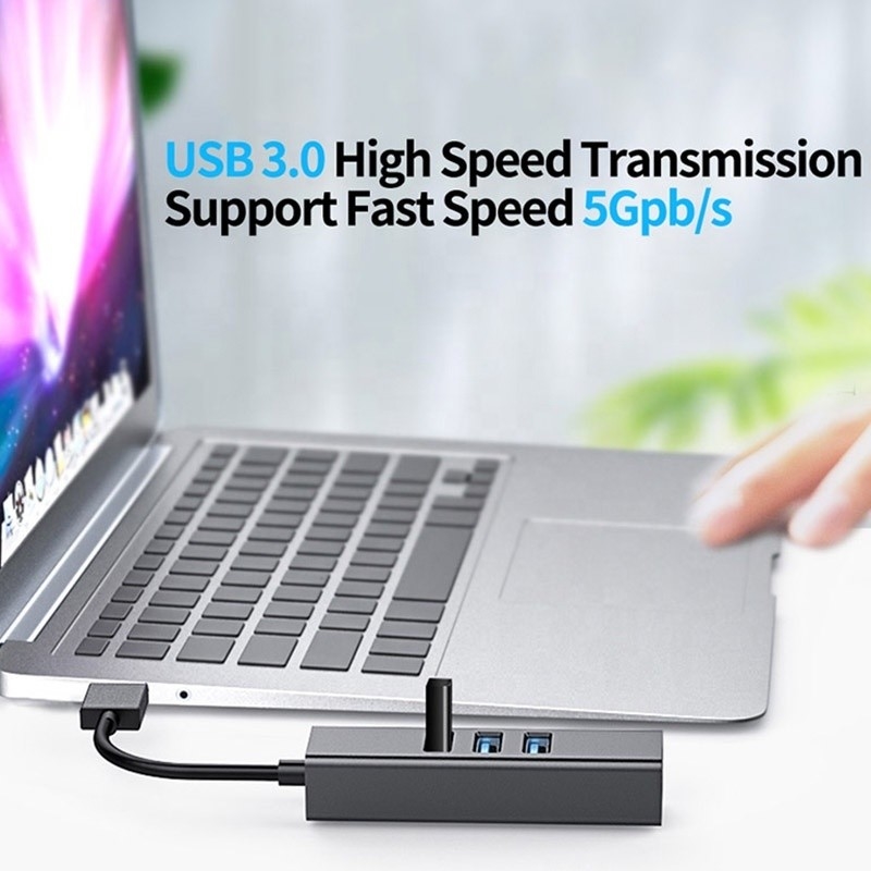 Серый USB3.0 хаб и RJ45 LAN адаптер с 3 портами USB Гигабитная Ethernet сетевая карта
