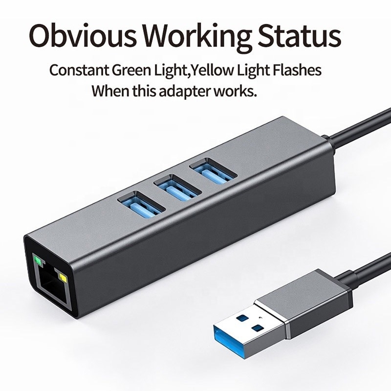 Серый USB3.0 хаб и RJ45 LAN адаптер с 3 портами USB Гигабитная Ethernet сетевая карта