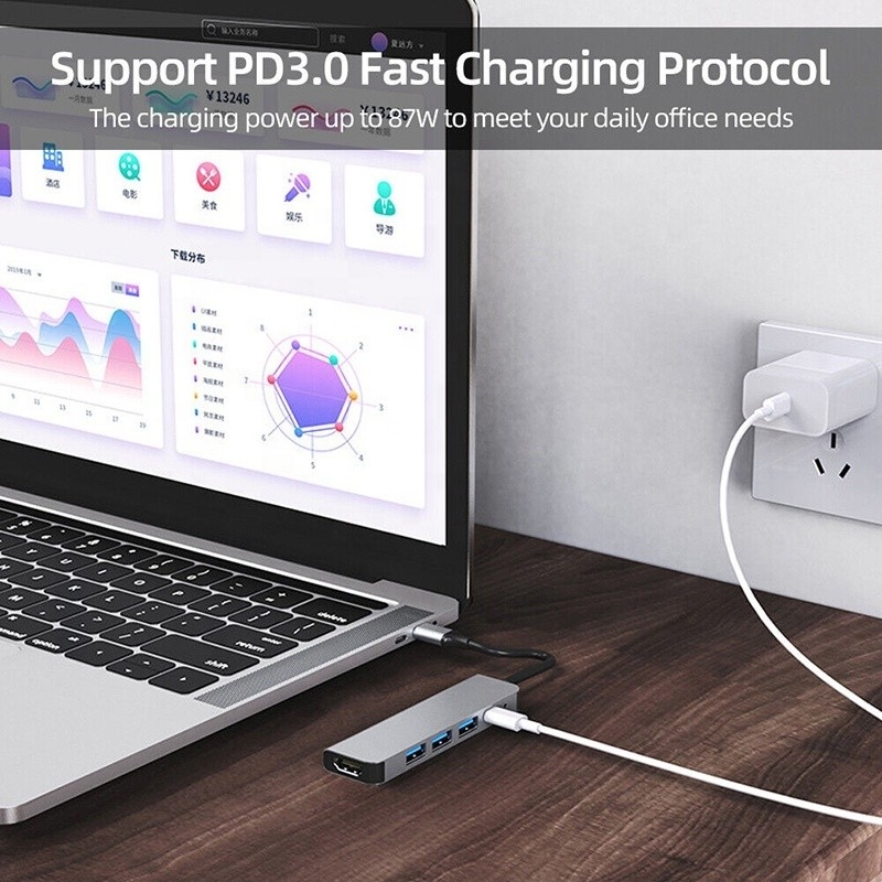 Персонализированный 6-в-1 USB C Type-C Hub к 4K HDMI и USB 3.0 для Macbook OEM / ODM