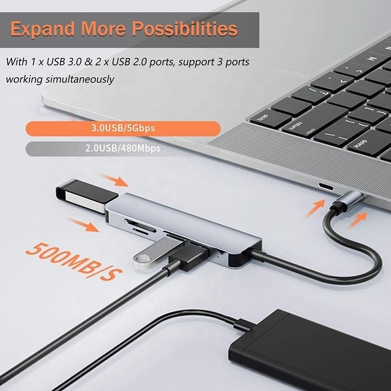 USB A/C Input USB 3.0 Type C Multiport Adapter Docking Station с считывателем карт SD/TF