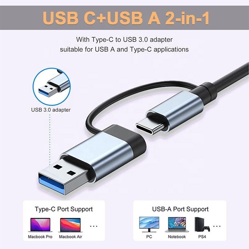 USB A/C Input USB 3.0 Type C Multiport Adapter Docking Station с считывателем карт SD/TF