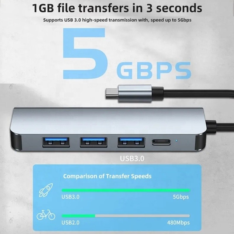 9-в-1 USB C Type C Adapter Hub с 100W PD зарядкой и выходом USB3.0 3*USB2.0