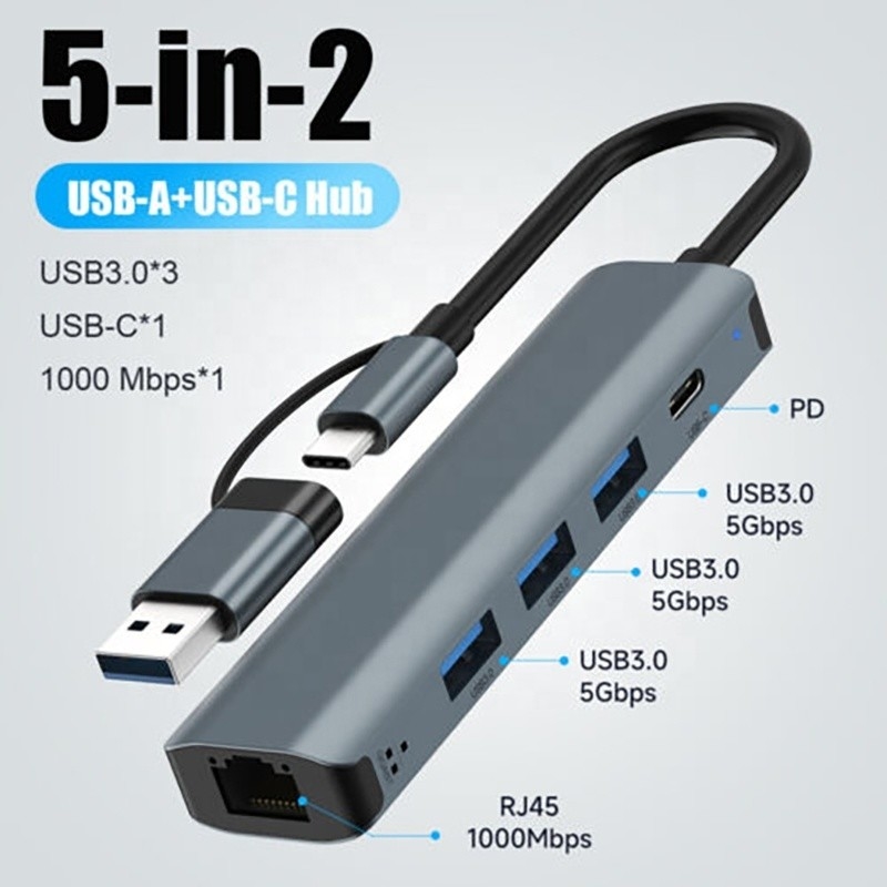 12-в-1-многопортовый адаптер USB C Hub Docking Station с интерфейсом USB 3.1 и RJ45 Gigabit Ethernet