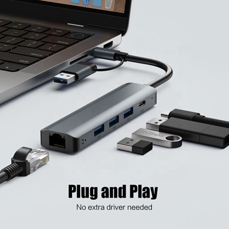 12-в-1-многопортовый адаптер USB C Hub Docking Station с интерфейсом USB 3.1 и RJ45 Gigabit Ethernet