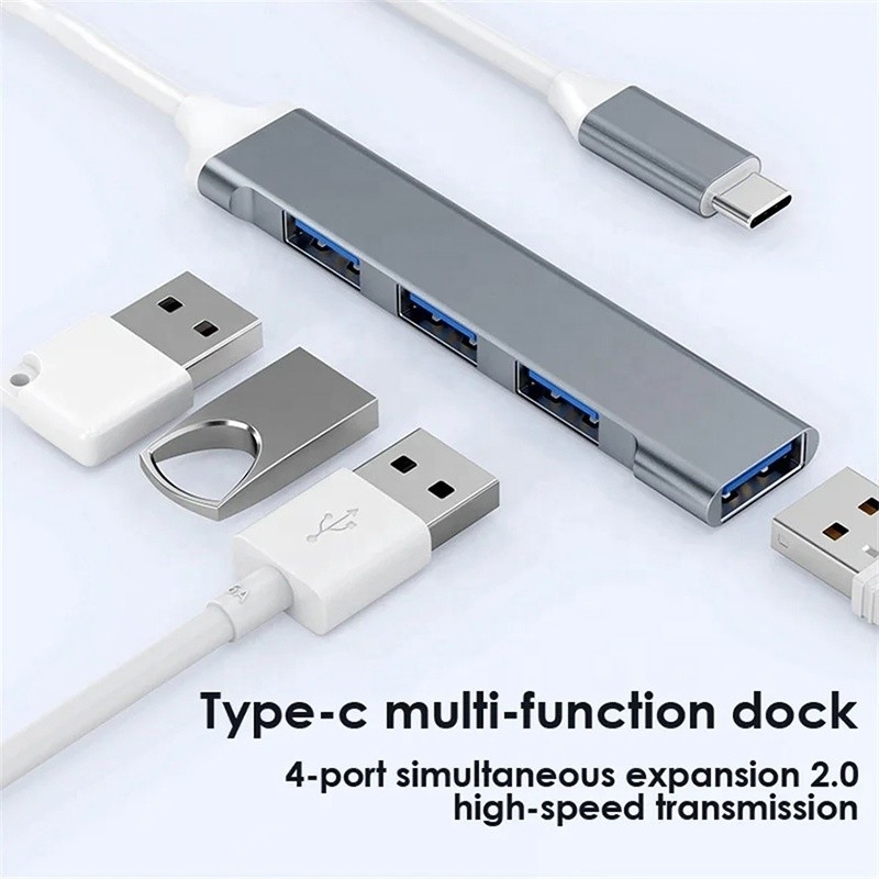 Алюминиевый 4 порта USB Type-C на USB 3.0 2.0 Data Hub для высокоскоростной передачи данных