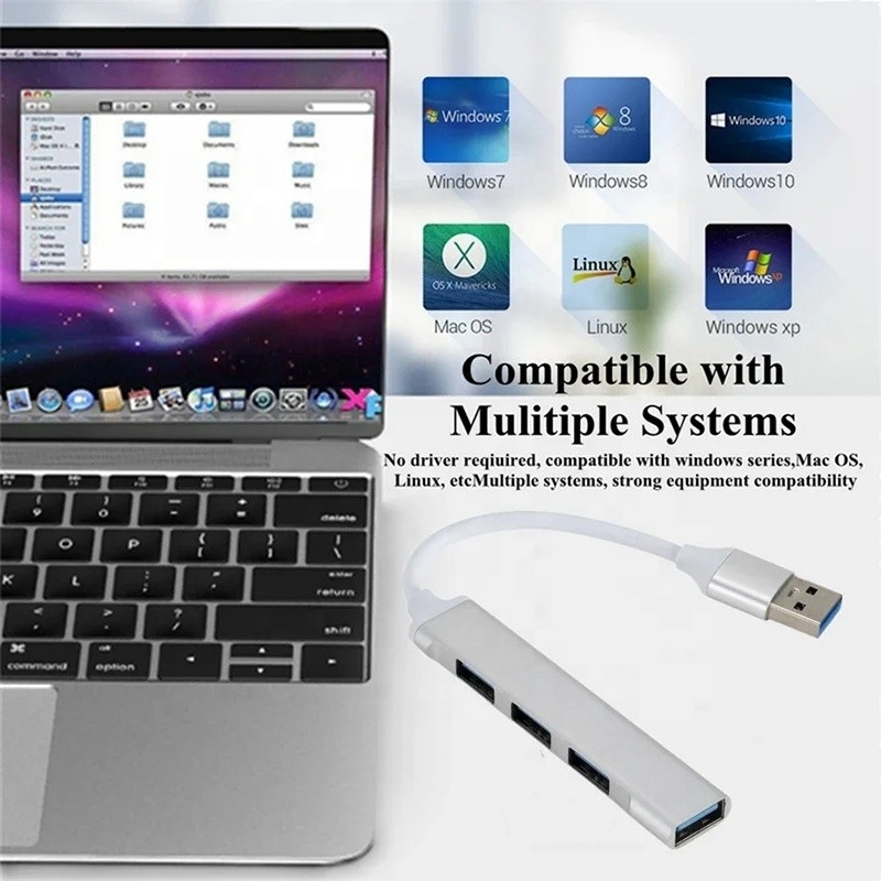 Алюминиевый 4 порта USB Type-C на USB 3.0 2.0 Data Hub для высокоскоростной передачи данных