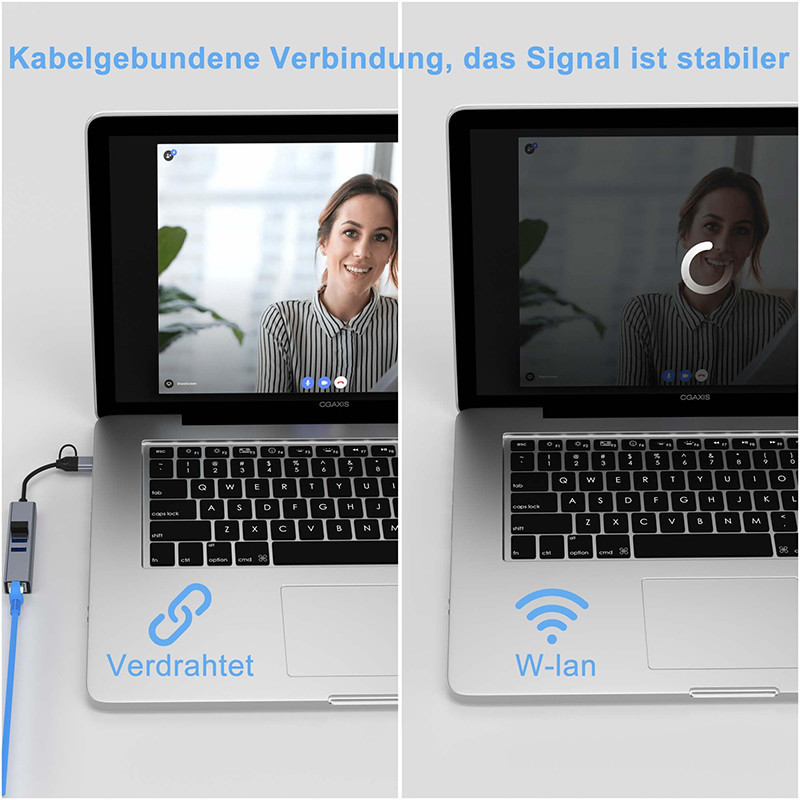 USB Type C LAN Adapter 6-в-2 USB C Hub с 3 портами USB 3.0 и интерфейсом RJ45 Gigabit LAN