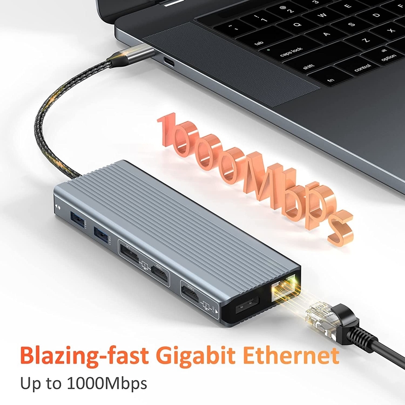 Скорость передачи данных до 5/10Gbps Подключение к ноутбуку Thunderbolt с мощностью 85/100W для мощной производительности