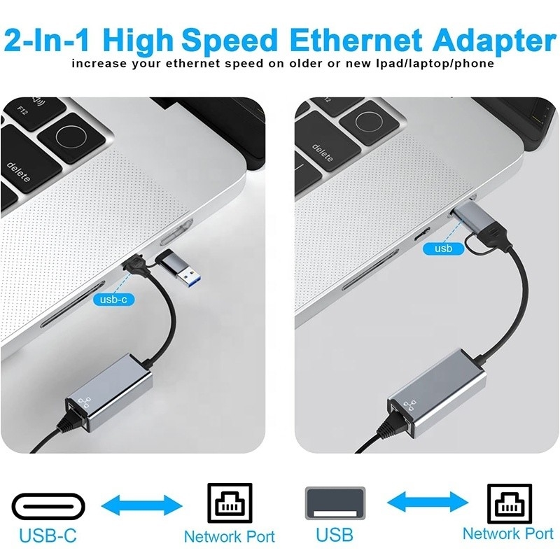 USB C Type-C к RJ45 Ethernet Гигабитный LAN адаптер для ноутбуков с высоким спросом