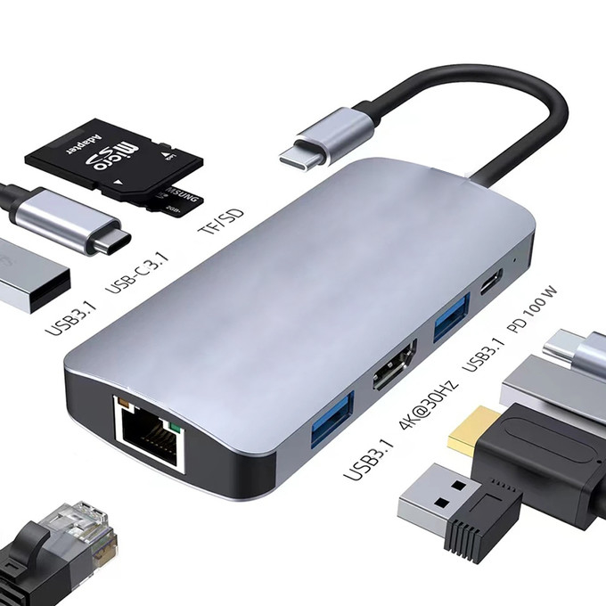 4K HDMI 9 В 1 USB-C Хаб с USB 3.1 Multi Port Docking Station Adapter Ноутбук Mac