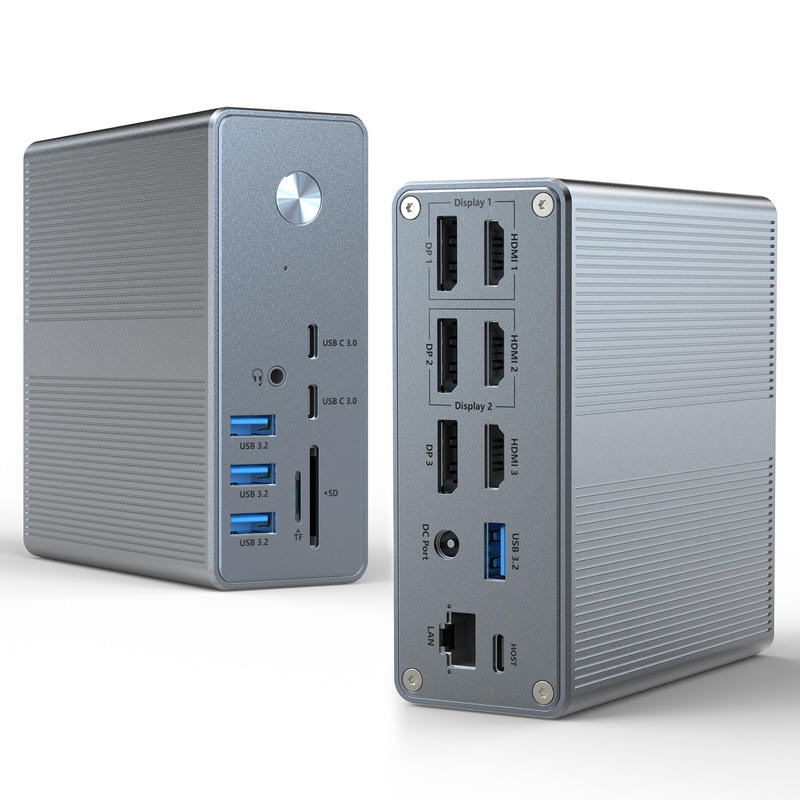 Алюминиевая сплав и ABS материал USB C док-станция с SD / TF Card Reader Plug And Play подключение