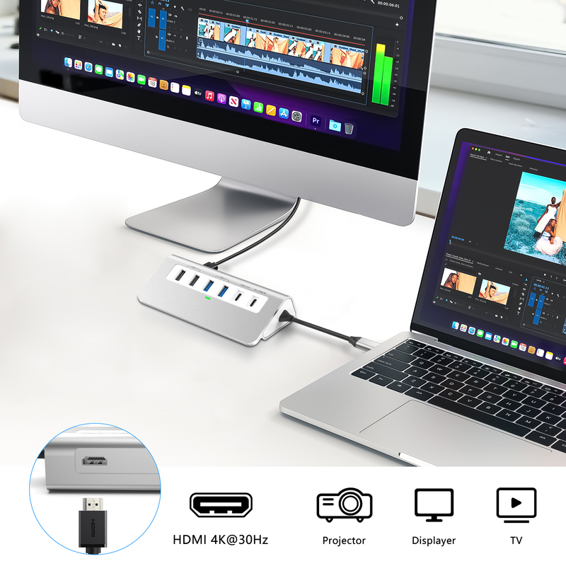 Дополнительные функции Станция сстыковки USB-C 9 в 1 с руководством пользователя и компактным дизайном