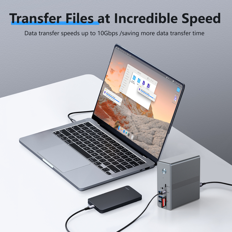 18 в 1 USB-C Docking Station Высокое разрешение до 4K с режимом расширения ссылки дисплея